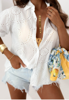 Ażurowa Košeľa z bufkami Monsoon Biela