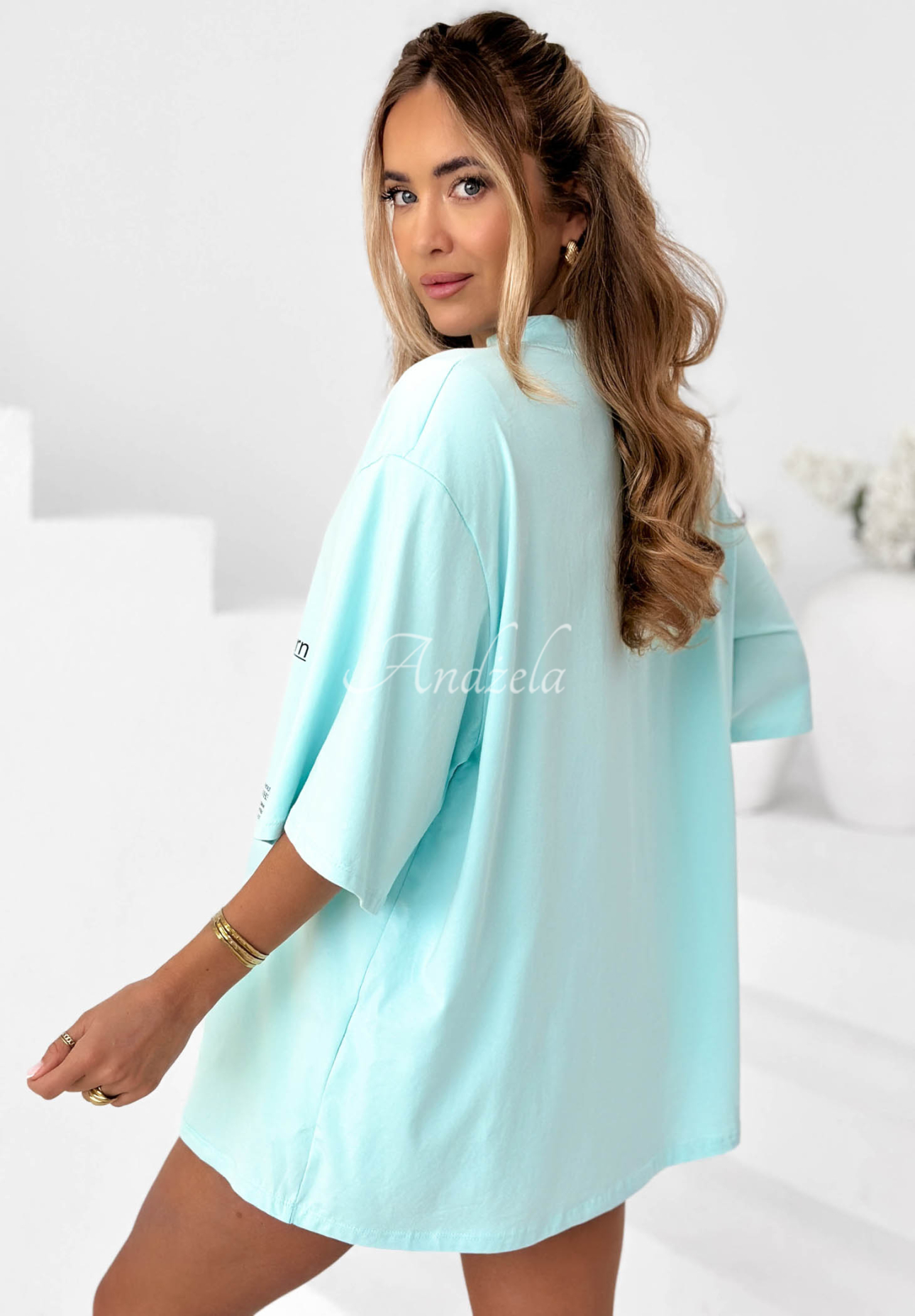 Bavlnené tričko s potlačou Baguette blankytný