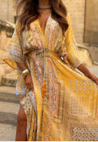 Wzorzysta Šaty maxi z szerokimi rękawami Summer Doll pistaciová