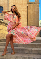 Wzorzysta Šaty maxi z szerokimi rękawami Summer Doll pistaciová