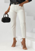 Nohavice džínosové mom fit z paskiem Time Passes ecru