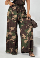 Wiskozowe Nohavice wide leg moro Fancy Cover khaki