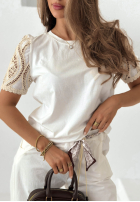 Tričko z koronką Lace Lola Biela