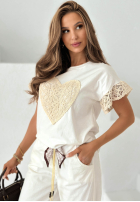 Tričko z koronką Lacy Heart Biela