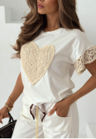 Tričko z koronką Lacy Heart Biela