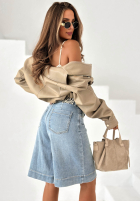 Nohavice džínosové bermudy z paskiem Just Denim modré