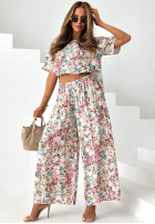 látkové Nohavice wide leg Flora Amora béžové