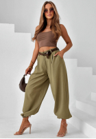 Eleganckie Nohavice joggery z paskiem Desert City béžové