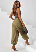 Eleganckie Nohavice joggery z paskiem Desert City béžové