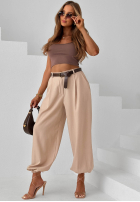 Eleganckie Nohavice joggery z paskiem Desert City béžové