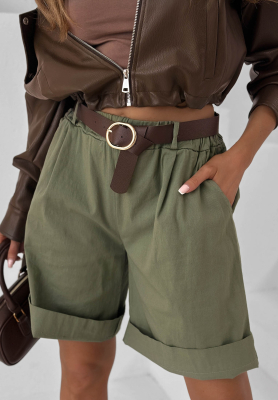 Bavlnené šortky s opaskom Sun Honey khaki