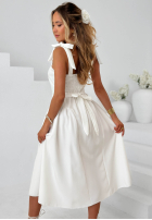 Šaty midi na wiązanych ramiączkach Sunset Aura Biela