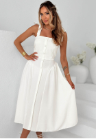 Šaty midi na wiązanych ramiączkach Sunset Aura Biela