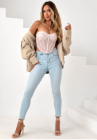 Gorsetowy top na ramiączkach Sweet Me púdrovo ružová