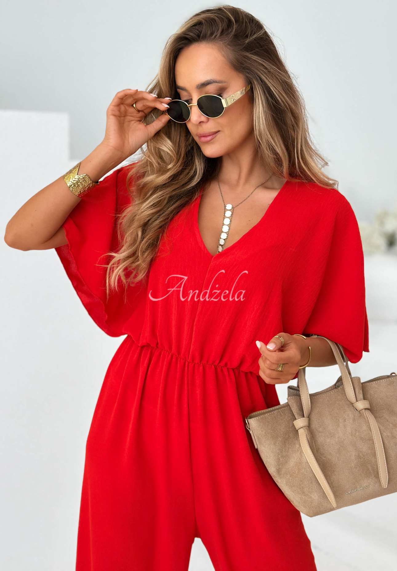 Dlhý overal z viskózy Forever Vacation červený