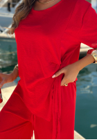 Súprava wiązana Blúzka i Nohavice wide leg Elite Holiday červený