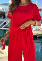 Súprava wiązana Blúzka i Nohavice wide leg Elite Holiday červený