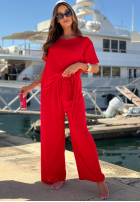 Súprava wiązana Blúzka i Nohavice wide leg Elite Holiday červený
