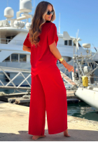 Súprava wiązana Blúzka i Nohavice wide leg Elite Holiday červený