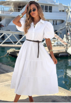 Koszulowa Šaty maxi z bufkami Summer Light tmavomodrá