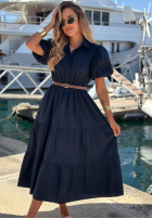 Koszulowa Šaty maxi z bufkami Summer Light tmavomodrá