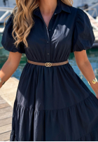Koszulowa Šaty maxi z bufkami Summer Light tmavomodrá