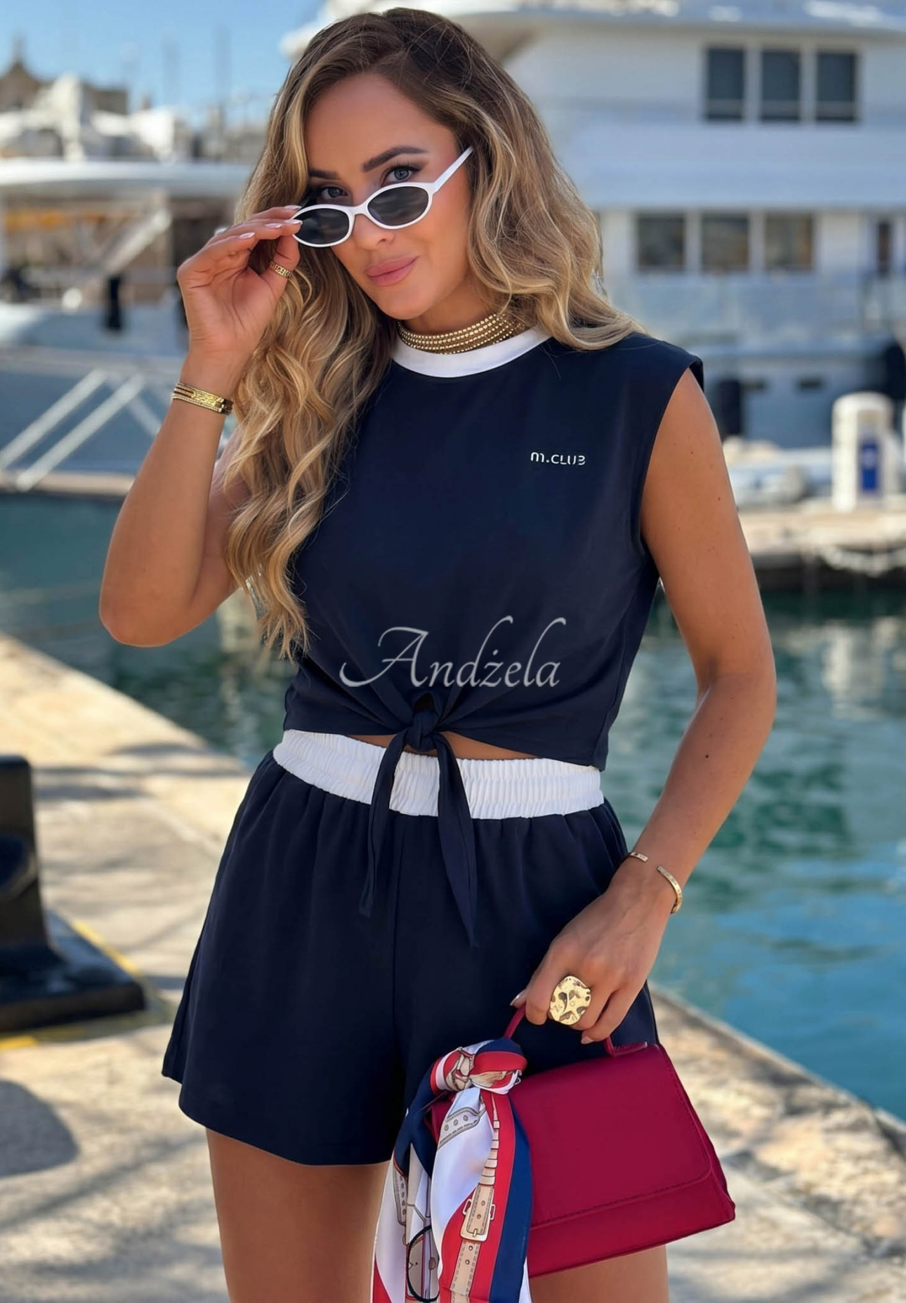 Bavlnené šortky Marina Club tmavomodré