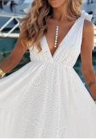 Ażurowa Šaty maxi na ramiączkach boho Sun Essence Biela