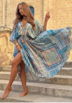 Wzorzysta Šaty maxi z szerokimi rękawami Summer Doll pistaciová