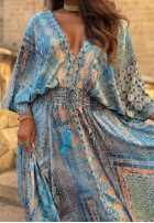 Wzorzysta Šaty maxi z szerokimi rękawami Summer Doll pistaciová