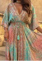 Wzorzysta Šaty maxi z szerokimi rękawami Summer Doll pistaciová