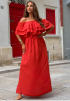 Šaty Španielsky maxi z falbankami Sunset Diva čokoládová