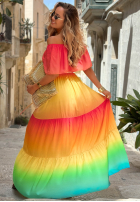 Šaty maxi Španielsky ombre Solar Rainbow czerwono-žltá