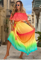 Šaty maxi Španielsky ombre Solar Rainbow czerwono-žltá