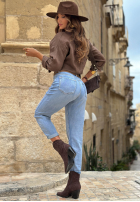 Nohavice džínosové baggy z paskiem Denim Touch modré