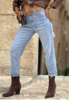 Nohavice džínosové baggy z paskiem Denim Touch modré