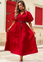 Koszulowa Šaty maxi z bufkami Summer Light tmavomodrá