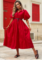Koszulowa Šaty maxi z bufkami Summer Light tmavomodrá