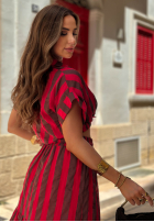 Košeľa w paski Malta Passion czerwono-čokoládová