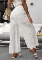 Ażurowe Nohavice wide leg boho Ocean Shells biele