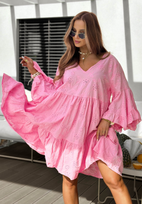 Až&uacute;rov&eacute; bavlnen&eacute; &scaron;aty s vol&aacute;nikmi Summer Sweetie ružov&aacute;