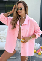 džínsová Bunda z nadrukiem Neon Lady púdrovo ružová