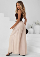 látkové Nohavice wide leg z wiskozy Summer Trace Mokka