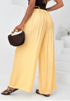 látkové Nohavice wide leg z wiskozy Summer Trace Mokka