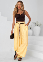 látkové Nohavice wide leg z wiskozy Summer Trace Mokka