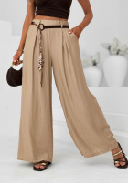 látkové Nohavice wide leg z wiskozy Summer Trace Mokka