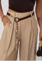 látkové Nohavice wide leg z wiskozy Summer Trace Mokka