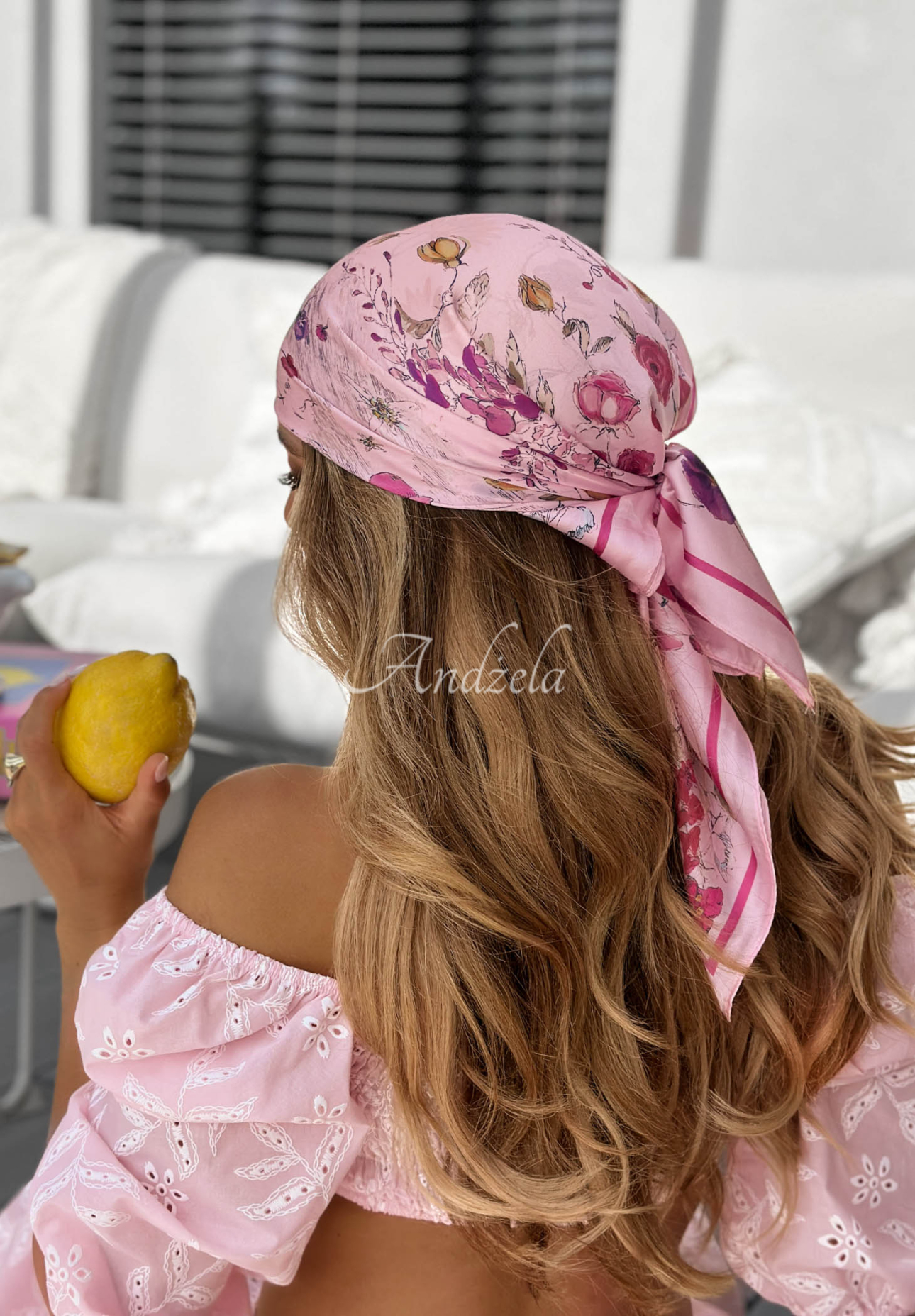 Viskózová šatka s kvetmi Floral Touch ružová