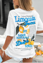 Tričko z nadrukiem Limonada Fresca biało-červený