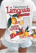 Tričko z nadrukiem Limonada Fresca biało-červený